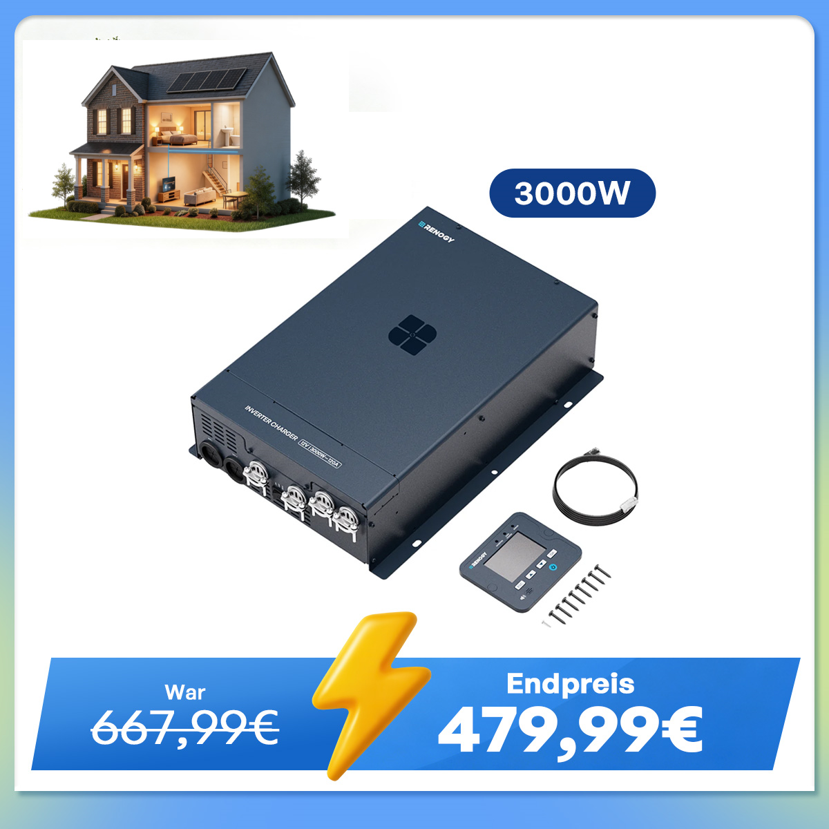 12V 3000W Wechselrichter Ladegerät Hochfrequenz