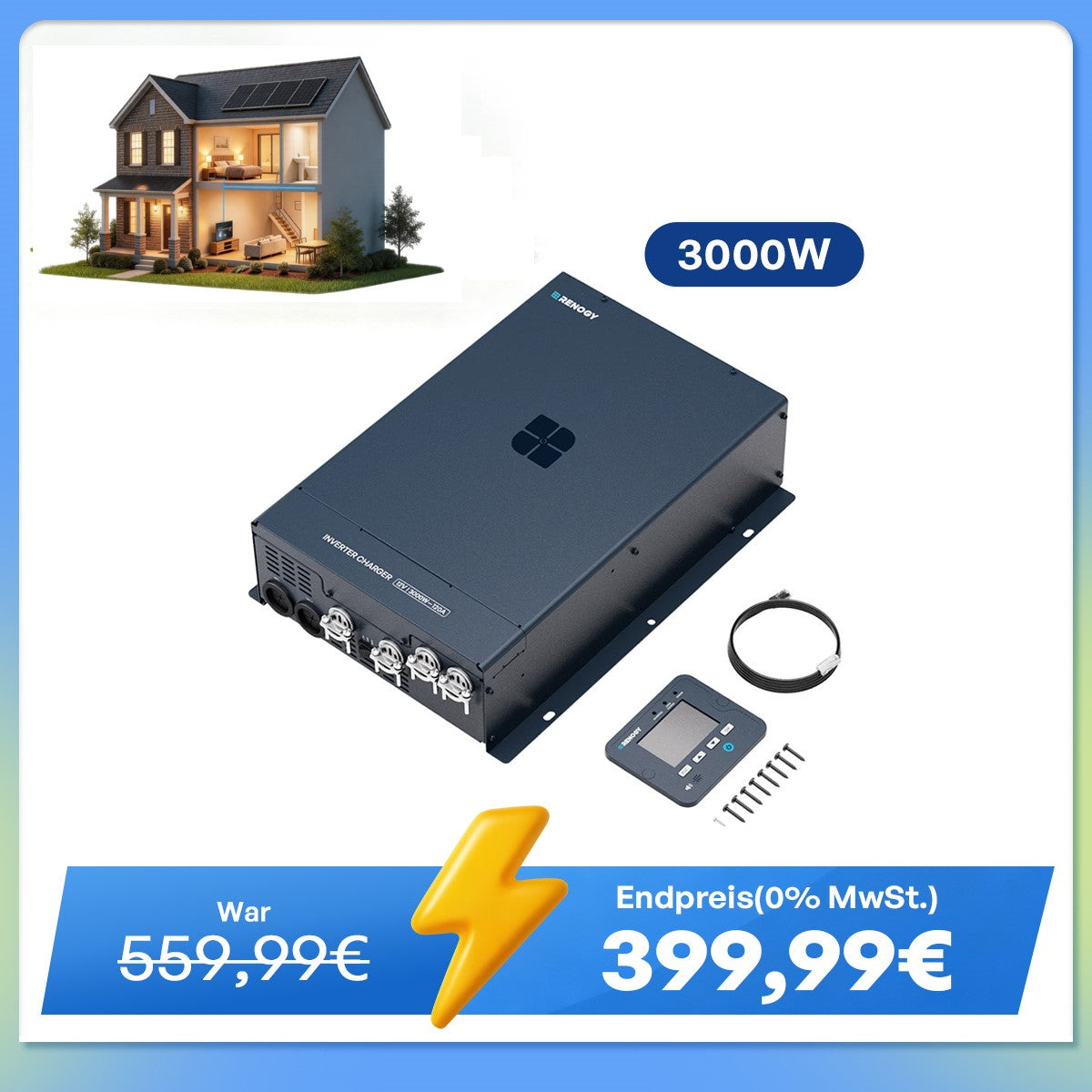 12V 3000W Wechselrichter Ladegerät Hochfrequenz