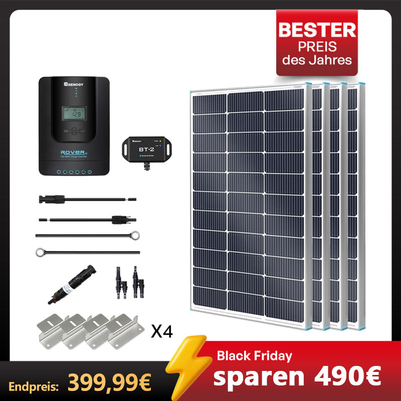 400W monokristallines Solaranlage Premium mit Rover 40A Laderegler