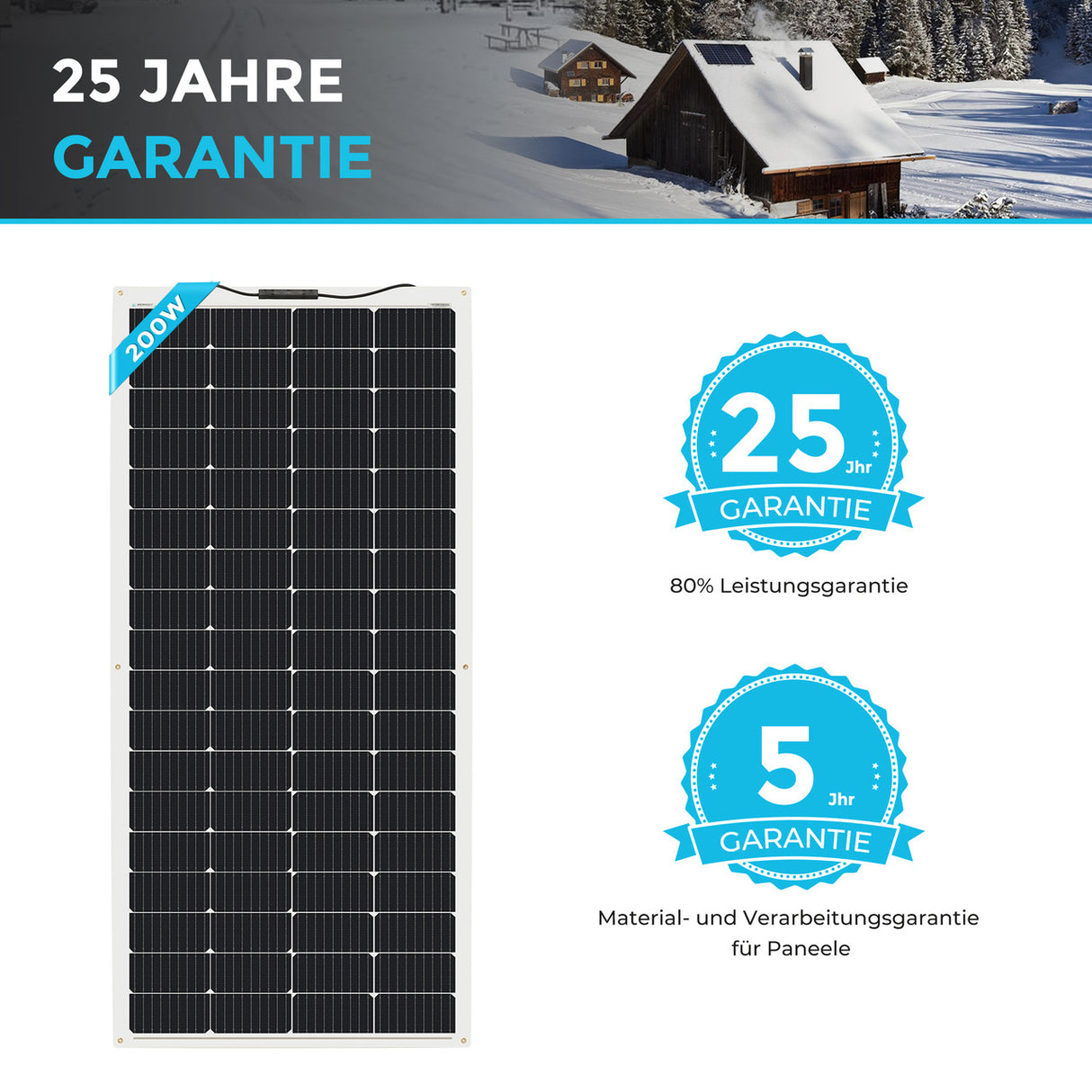 200W 12V Flexibles Solarmodul Monokristallin