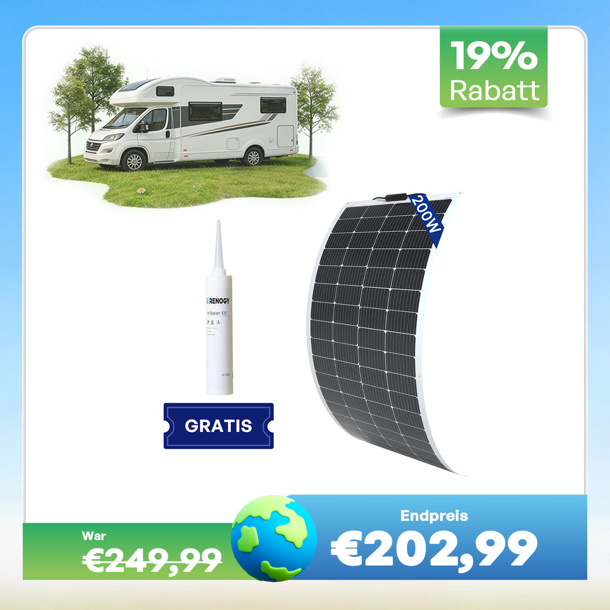 200W 12V Flexibles Solarmodul Monokristallin