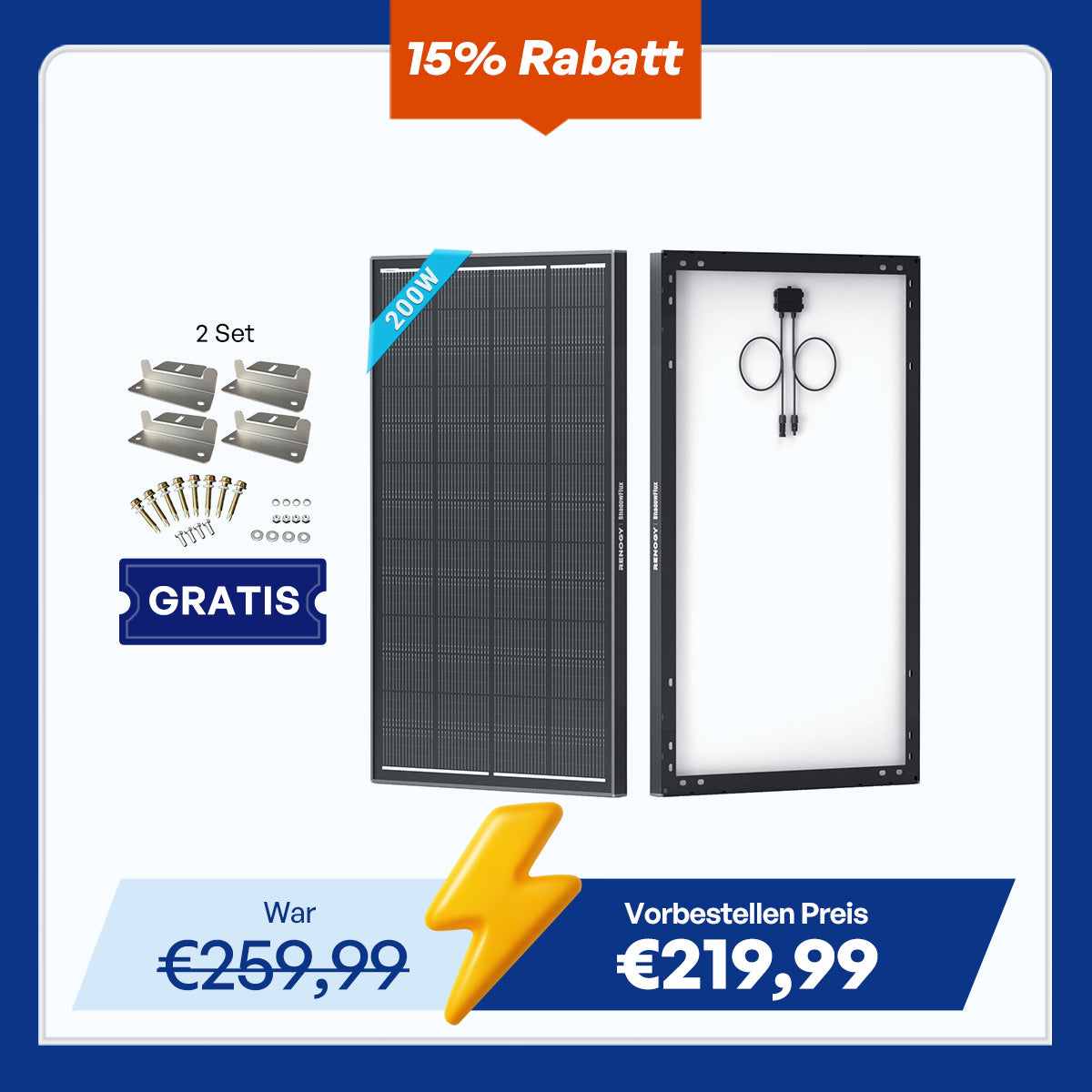ShadowFlux 12V 200W/120W Anti-Beschattung Solarmodul