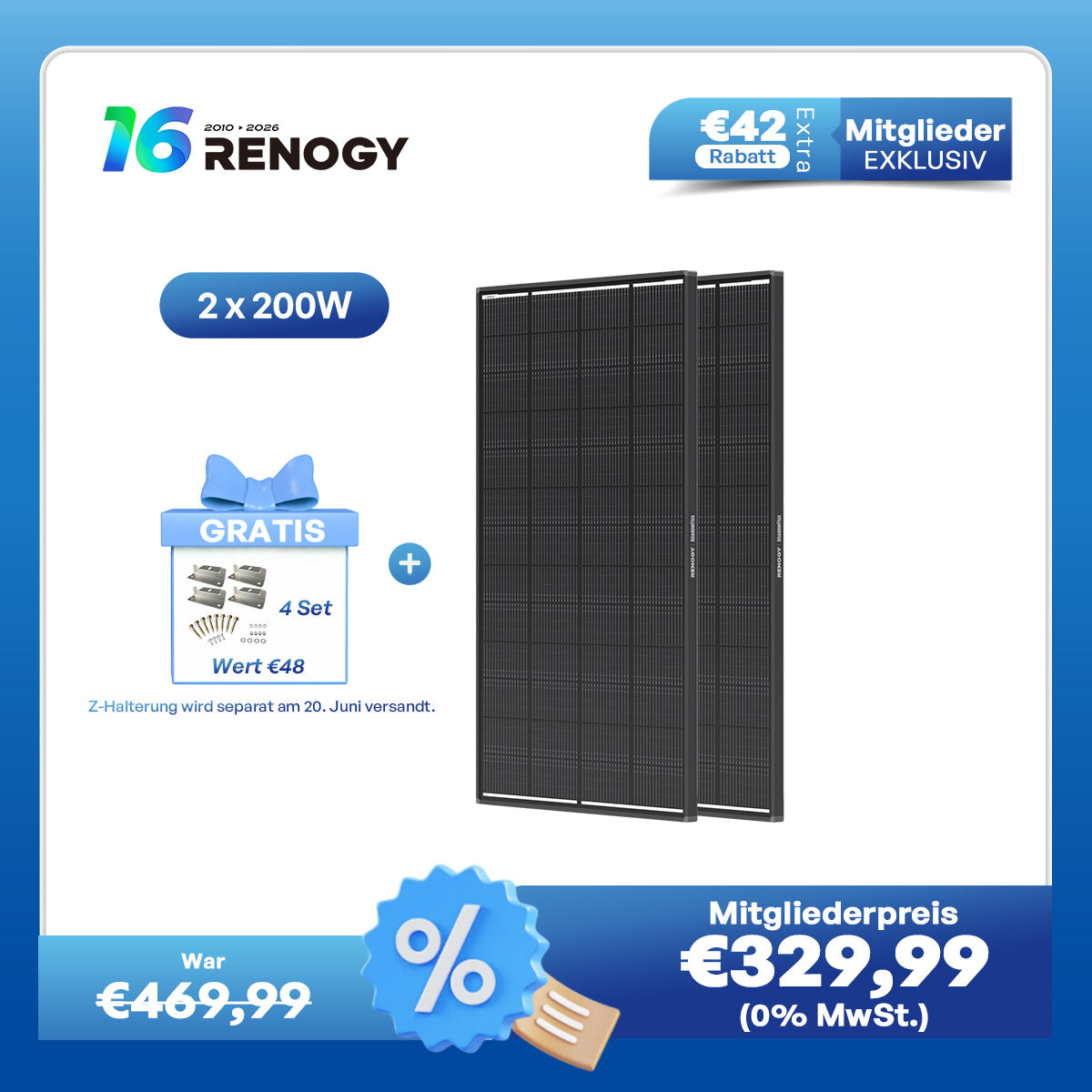ShadowFlux 200W Solarmodul Anti-Beschattung N-Typ