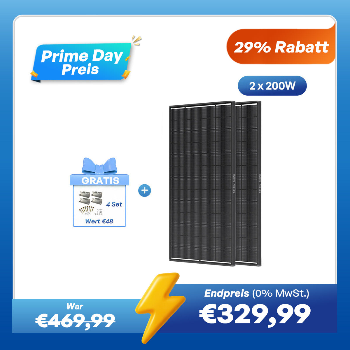 ShadowFlux 200W Solarmodul Anti-Beschattung N-Typ
