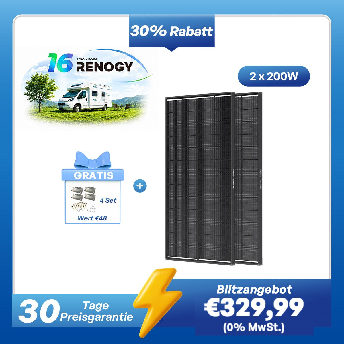 ShadowFlux 200W Solarmodul Anti-Beschattung N-Typ