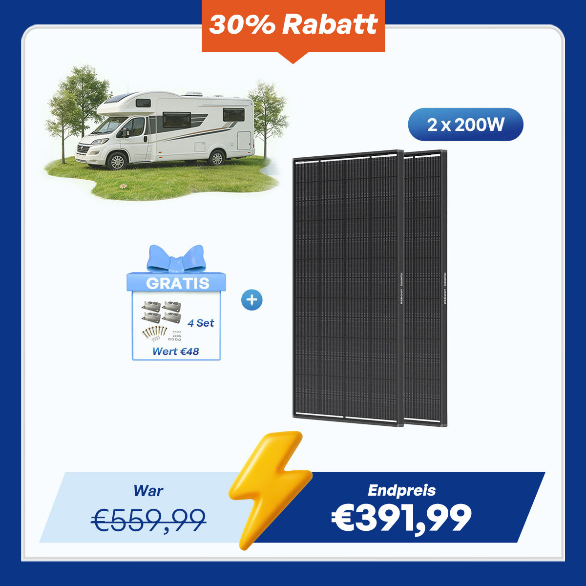 ShadowFlux 200W Solarmodul Anti-Beschattung N-Typ