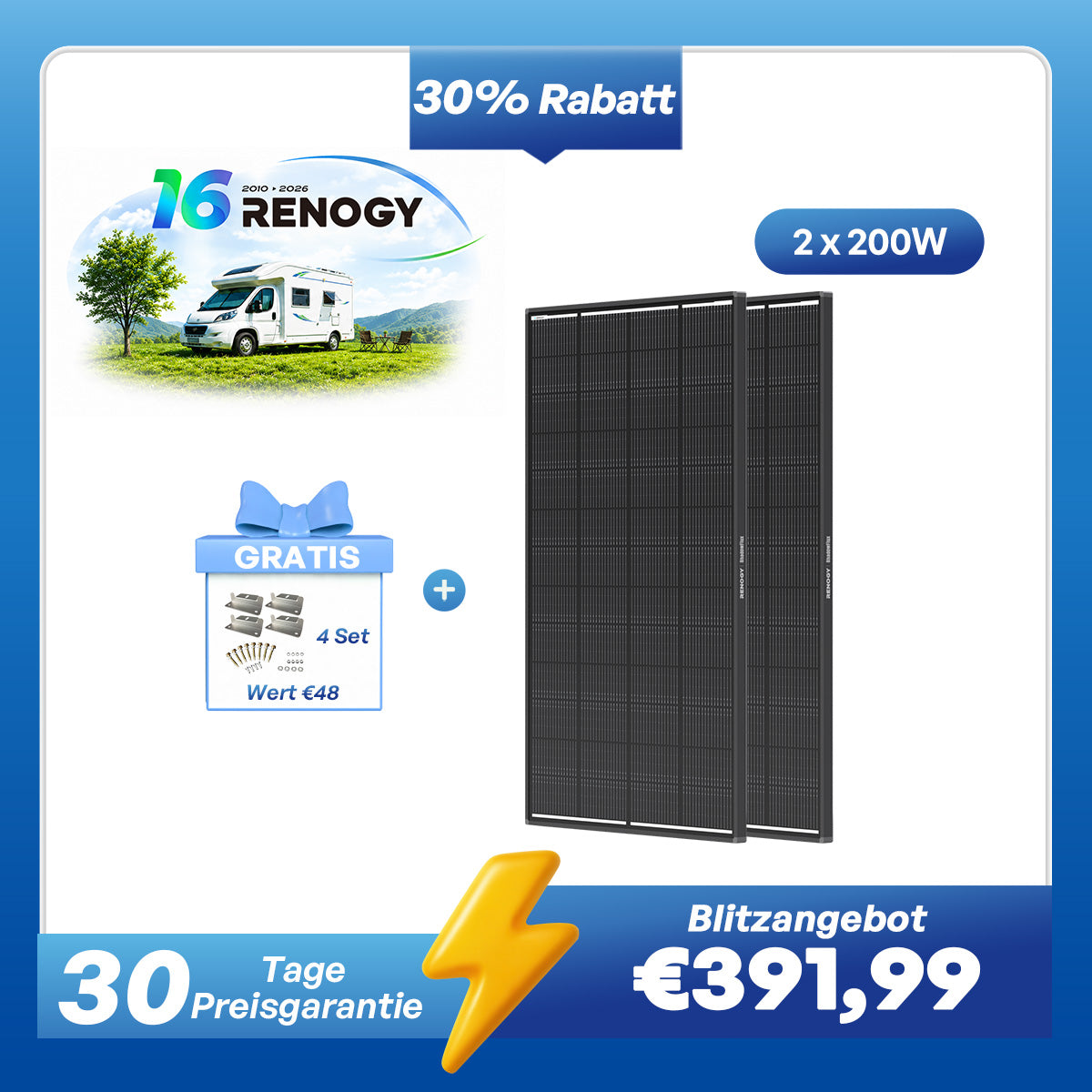 ShadowFlux 200W Solarmodul Anti-Beschattung N-Typ