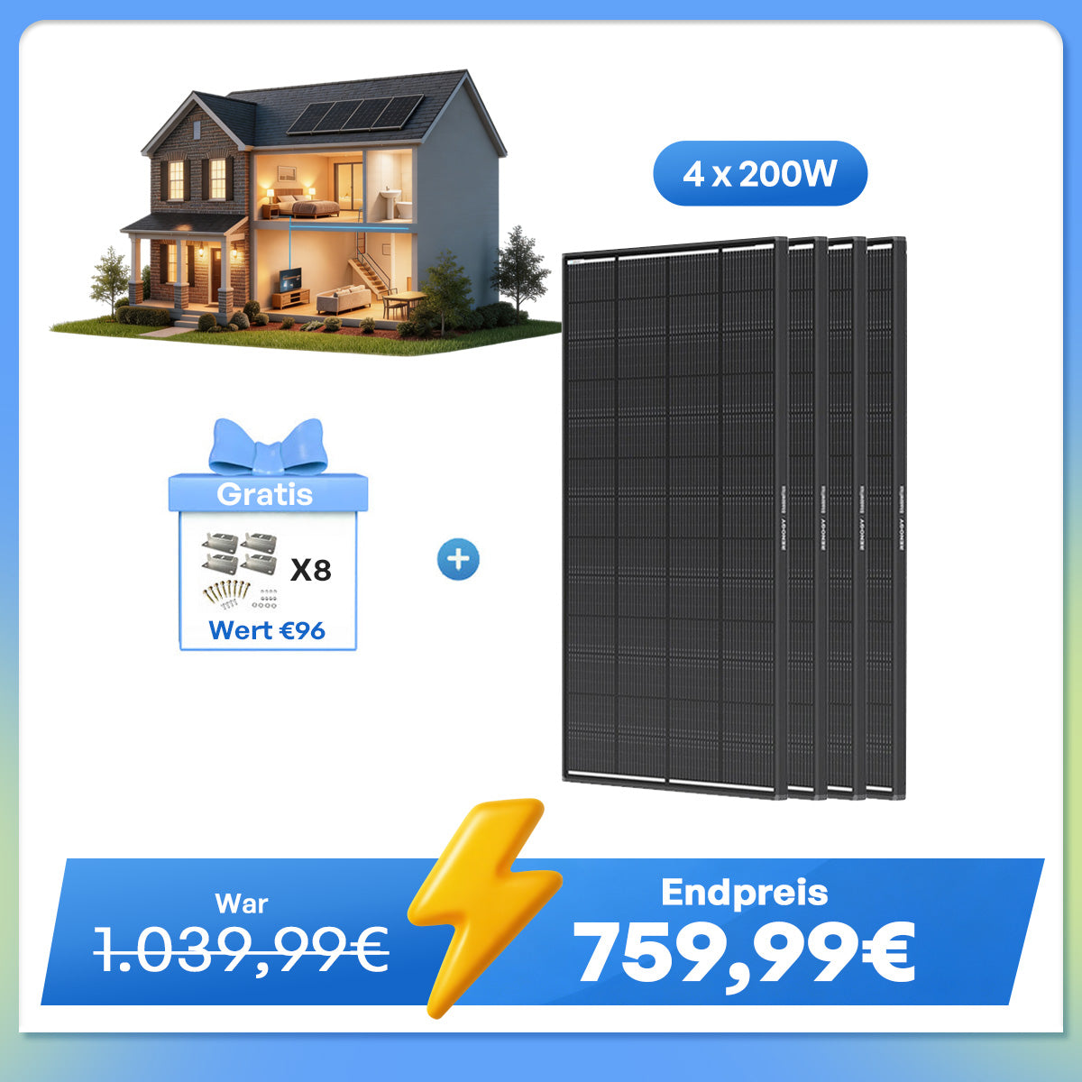 ShadowFlux 200W Solarmodul Anti-Beschattung N-Typ
